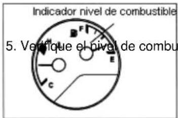 Indicador nivel de combustible 5. Verifique el nivel de combu