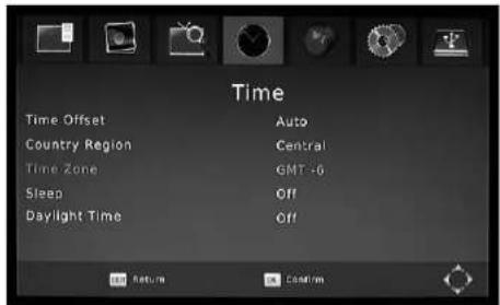 Time Time Offset Auto Country Region Central Time Zone GMT-6 Sleep Off Daylight Time Off