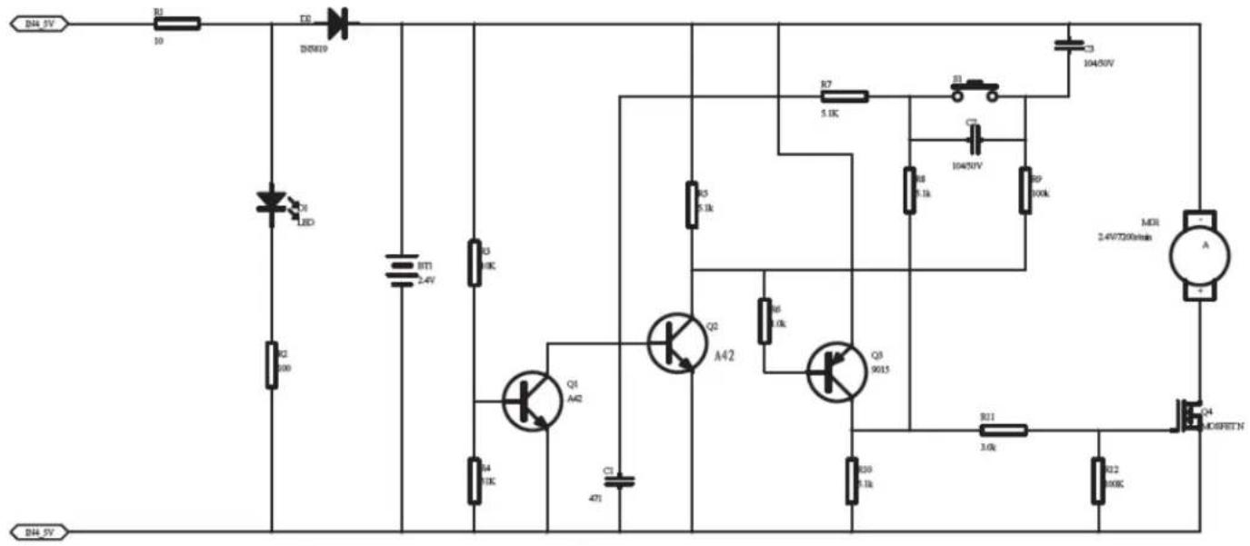 B4.5V R1 10 D2 D5819 C3 104/50V R7 5.1K S1 104/50V C7 104/50V R8 5.1K R9 100k Q3 5.1K A42 Q2 6.1K Q3 9015 M01 2.4V/7200mA A Q4 MOFET N R11 3.0k R22 100K B4.5V C1 471 Q4 A42 B4 13K C1 209 1.1k