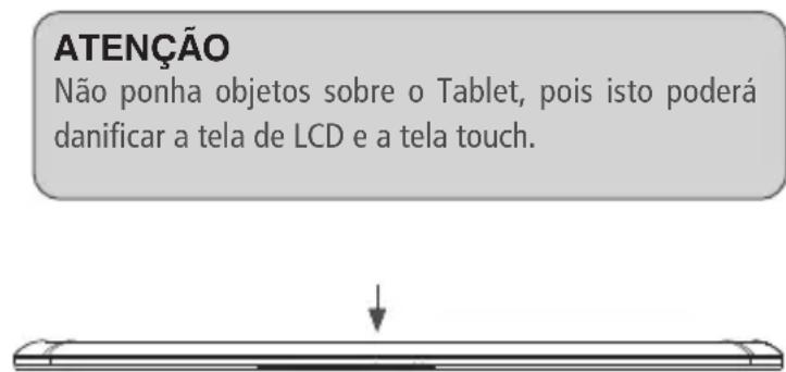ATENÇÃO Não ponha objetos sobre o Tablet, pois isto poderá danificar a tela de LCD e a tela touch.