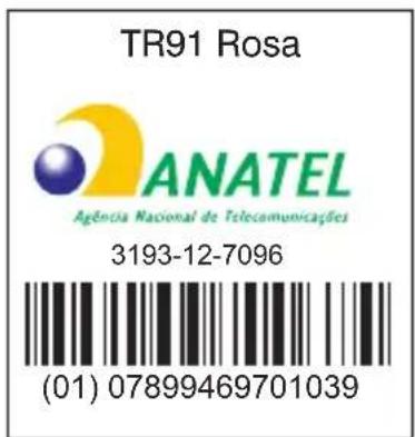 TR91 Rosa ANATEL Agência Nacional de Telecomunicações 3193-12-7096 (01) 07899469701039