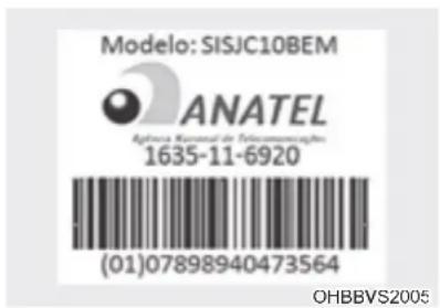 Modelo: SISJC10BEM ANATEL Aptiva Nacional de Telecomunicações 1635-11-6920 (01)07898940473564 OHBBVS2005