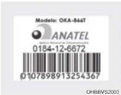 Modela: OKA-866T ANATEL 0184-12-6672 0107898913254367 OHBBVS2003