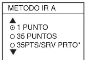 METODO IR A ▲ ○ 1 PUNTO ○ 35 PUNTOS ○ 35PTS/SRV PRTO* ▼