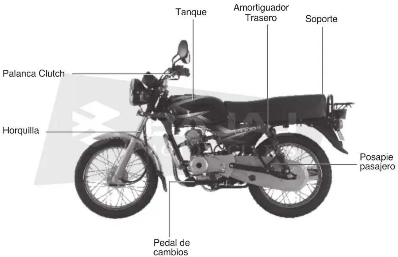 Panca Clutch Horquilla Tanque Amortiguador Trasero Soporte Pedal de cambios Posapie pasajero