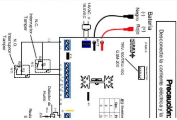 Desconede la corriente eléctrica y la Precaudón: Batería (-) (+) Negro Rojo 14VAC. o 16.5VAC BATT TRV-100/TRU-100. G94-200 RFI Iberdor 0pc. R 1 1/2 2 2/2 3 3/2 Rusg E N.O. Interrupitor Tampor N.C. Interrupitor N.O. Tampor Ri RI RI Ri Ri Ri Ri Ri Ri Ri Ri Ri Ri Ri Ri Ri Ri Ri Ri Ri Ri Ri Ri Ri Ri Ri Ri Ri Ri