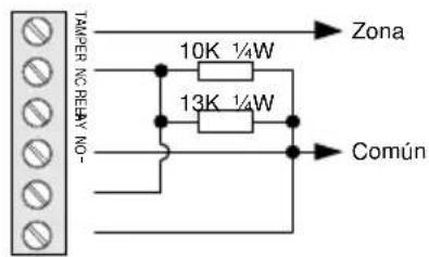 TAMPER NC RELAY NO- 10K 1/4W 13K 1/4W Zona Común