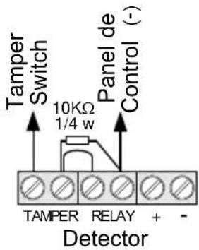 Tamper Switch 10KΩ 1/4 w Panel de Control (-) TAMPER RELAY + - Detector