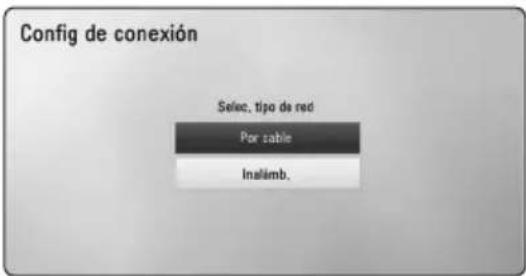 Config de conexión Selec, tipo de red Por cable Inaliemb.