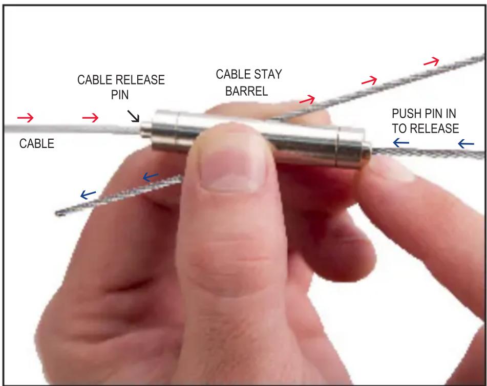 CABLE RELEASE PIN CABLE STAY BARREL PUSH PIN IN TO RELEASE