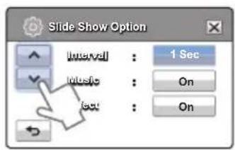 Slide Show Option Interval : 1 Sec Music : On Effect : On