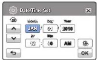Date/Time Set Month Day Year JAN 01 2010 Air Min 12 10 AM OK