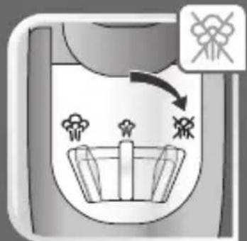 Diagram illustrating a process with a container and smokestack, showing a downward arrow and a crossed-out smokestack icon.