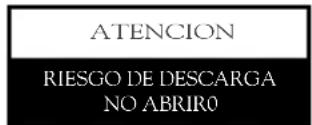 ATENCION RIESGO DE DESCARGA NO ABRIR0