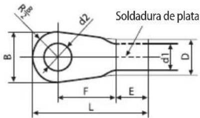 R8 d2 Soldadura de plata B d1 D F E L