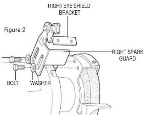 RIGHT EYE SHIELD BRACKET Figure 2 BOLT WASHER RIGHT SPARK GUARD