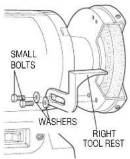 SMALL BOLTS WASHERS RIGHT TOOL REST
