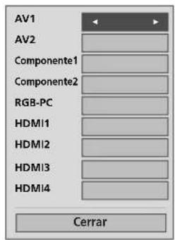 AV1 AV2 Componente1 Componente2 RGB-PC HDMI1 HDMI2 HDMI3 HDMI4 Cerrar