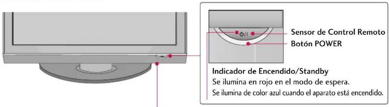 Sensor de Control Remoto Botón POWER Indicador de Encendido/Standby Se ilumina en rojo en el modo de espera. Se ilumina de color azul cuando el aparato está encendido.