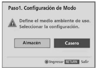 Paso1. Configuración de Modo Define el medio ambiente de uso. Seleccionar la configuración. Almacén Casero Ingresar RETURN Salir