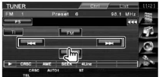 TUNER Ctrl List [1:2] FM 1 Preset 6 98.1 MHz S TI FM CRSC AME SEEK 4Line CRSC AUTO ST TEL
