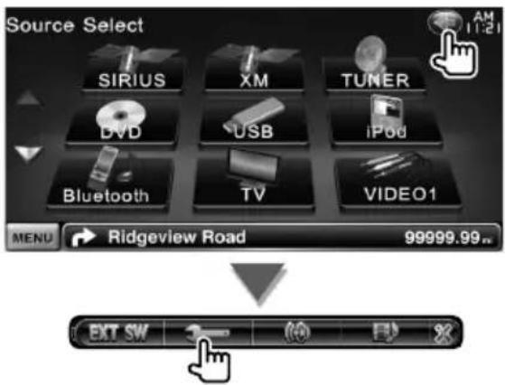 Source Select SIRIUS XM TUNER DVD USB iPod Bluetooth TV VIDEO1 MENU → Ridgeview Road 99999.99 m EXT SW