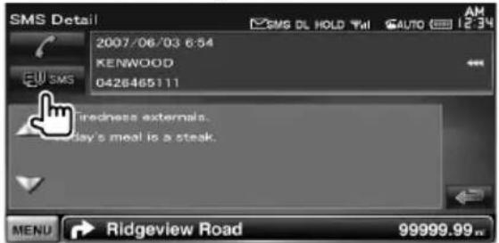 KENWOOD DDX8034BT - Visualizar la pantalla de selección de SMS - 4