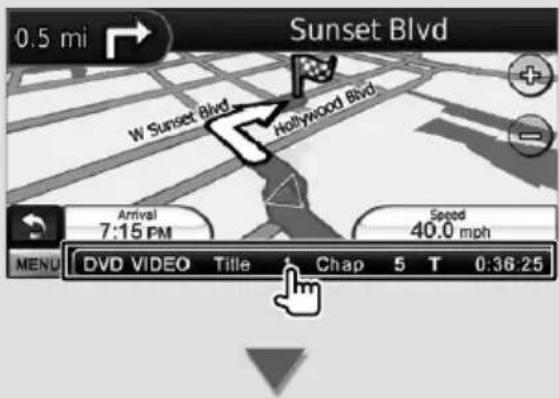 0.5 mi Sunset Blvd W Sunset Blvd Hollywood Blvd. Arrival 7:15 PM Speed 40.0 mph MENU DVD VIDEO Title Chap 5 T 0:36:25