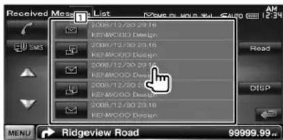 KENWOOD DDX8034BT - Visualizar la pantalla de selección de SMS - 3