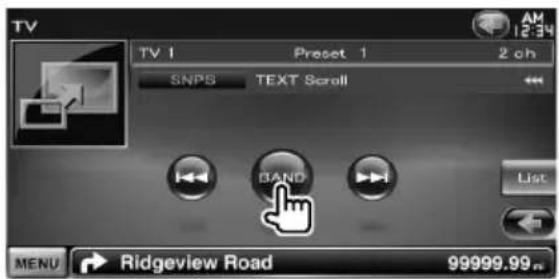 TV TV 1 Preset 1 2 oh SNPS TEXT Scroll BAND List MENU Ridgeview Road 99999.99