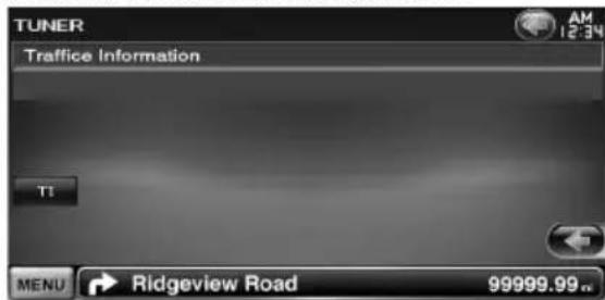 TUNER Traffic Information T1 MENU → Ridgeview Road 99999.99