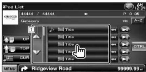 iPod List 44444 / 44444 Category 1 Title Title Title Title Title UP TOP GUR CTRL MENU Ridgeview Road 99999.99