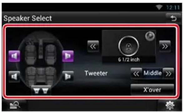 KENWOOD DNN9710BT - Toque el altavoz que desee ajustar y ajuste cada uno de los elementos del modo siguiente. - 1