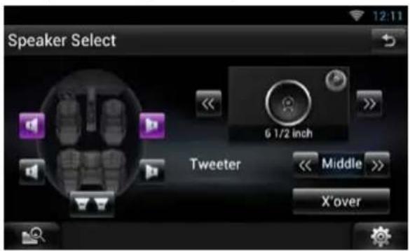 KENWOOD DNN9710BT - Toque [Speaker Select] (Selección de altavoz) en la pantalla Audio SETUP. - 1