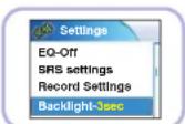 SAMSUNG YH-820 - Configuración de la luz de fondo - 1