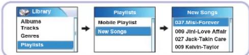 SAMSUNG YH-820 - | Selección de una lista de reproducción - 1