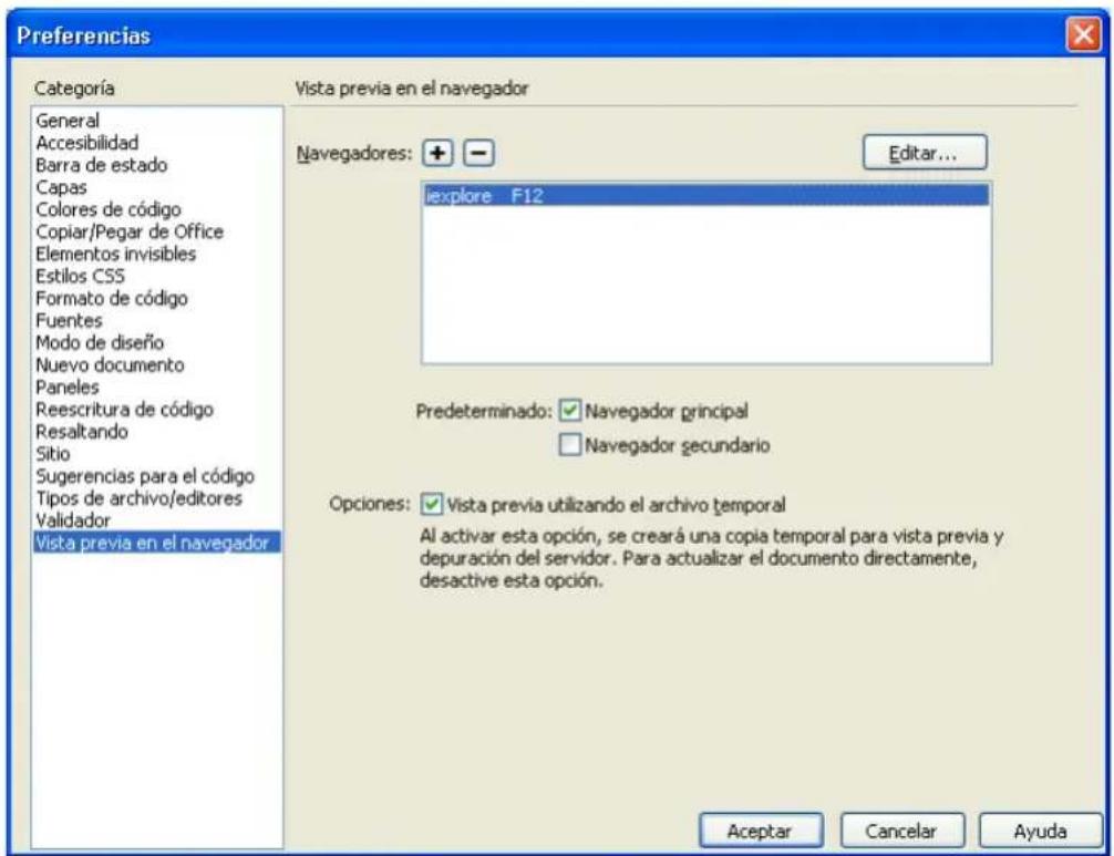 ADOBE Dreamweaver MX 2004 - Para definir o cambiar las preferencias de los navegadores principal y secundario: - 1
