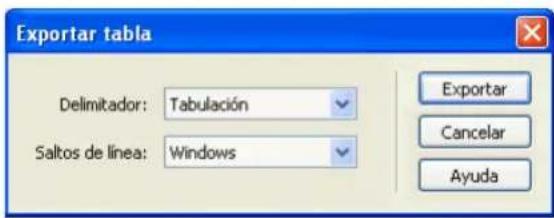 ADOBE Dreamweaver MX 2004 - Para exportar una tabla: - 1