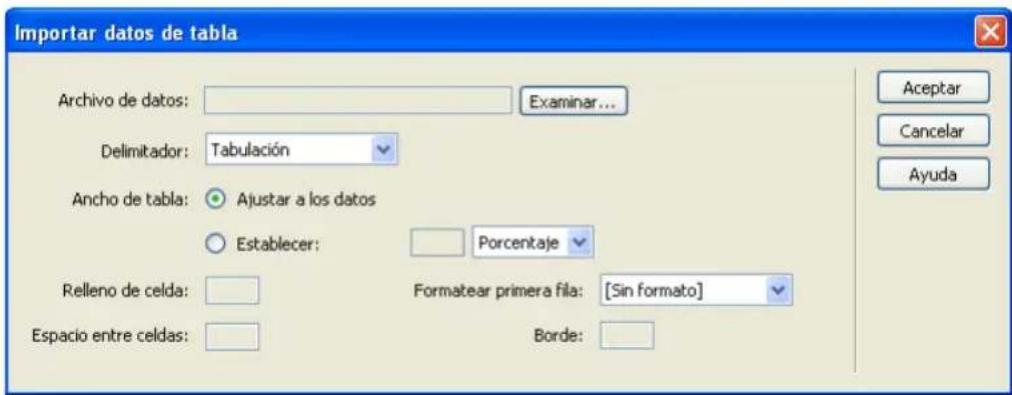 ADOBE Dreamweaver MX 2004 - Para importar datos de tabla: - 1