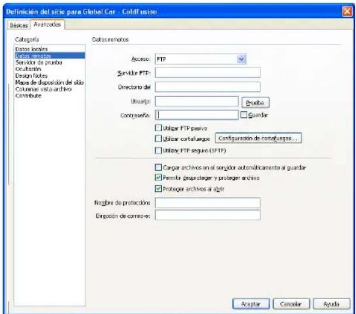 ADOBE Dreamweaver MX 2004 - Para configurar el sistema de desprotección/protección: - 1