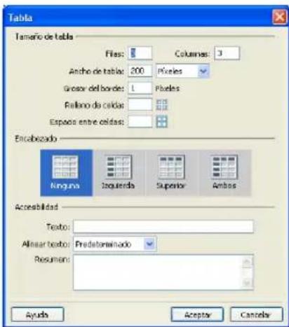 ADOBE Dreamweaver MX 2004 - Para insertar una tabla: - 1