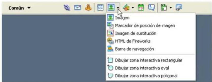 ADOBE Dreamweaver MX 2004 - Visualización de la barra Insertar y sus categorías y menús correspondientes - 2