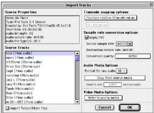 Avid Pro Tools 5.1 - Importación de pistas desde otras sesiones - 1
