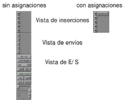 sin asignaciones con asignaciones Vista de inserciones Vista de envíos Vista de E/ S