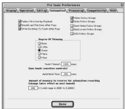 Avid Pro Tools 5.1 - Sección Automation de Preferences - 1