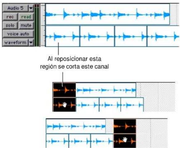 Audio 5 rec read solo mute voice auto waveform Al reposicionar esta region se corta este canal