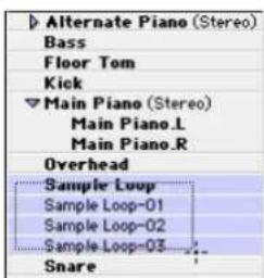 Avid Pro Tools 5.1 - Selección en las listas de regiones - 1