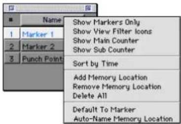 Avid Pro Tools 5.1 - Ventana Memory Locations - 2