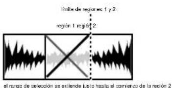 límite de regiones 1 y 2 región 1 región 2 el rango de selección se extiende justo hasta el camienza de la región 2