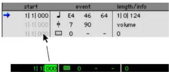 start event length/info 1| 1| 000 E4 46 64 1| 0| 124 1| 1| 000 7 90 volume 1| 1| 000 0 - - 0 1| 1| 000 0 - - 0